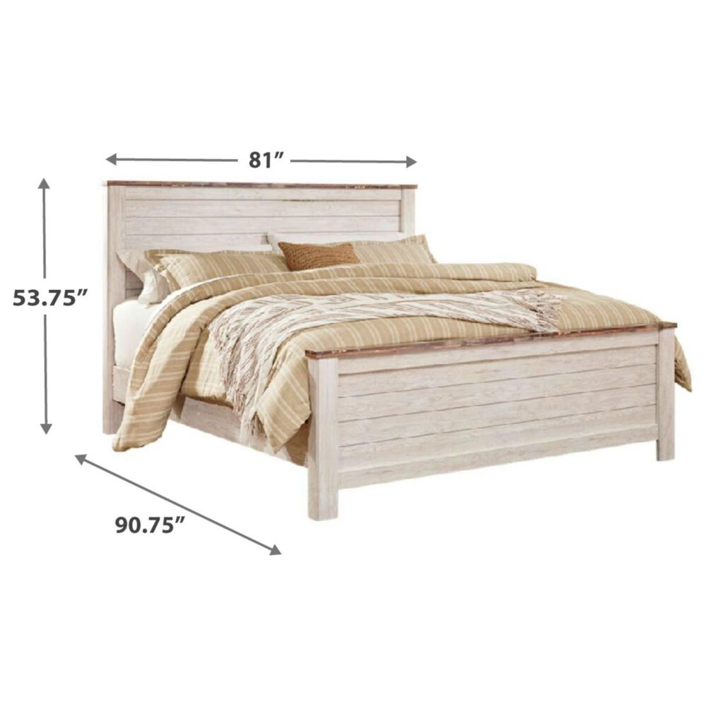 Signature Design by Ashley Willowton King Panel Bed in Whitewash, , large