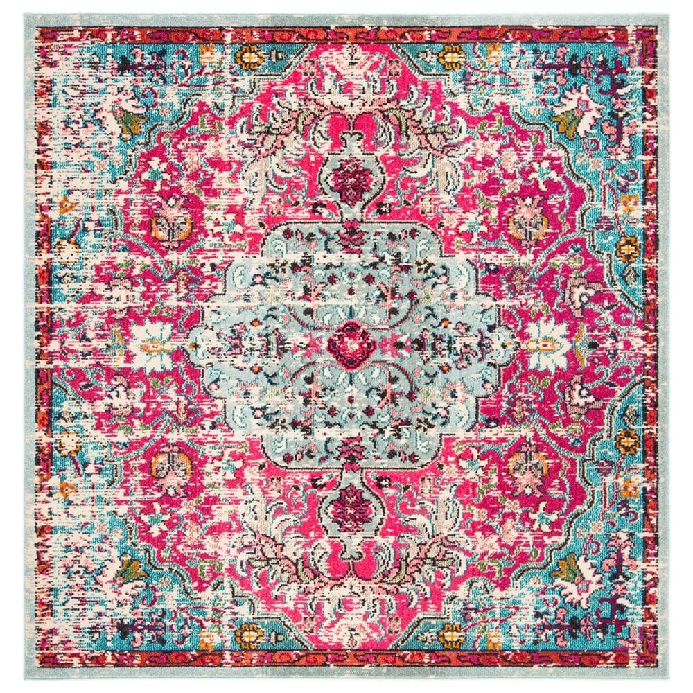 Safavieh Madison MAD447R 5" Square Fuchsia and Teal Area Rug, , large