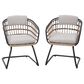 Hearth and Haven Outdoor Wicker Dining Chair with Curved Wraparound Frame in Beige (Set of 2), , large