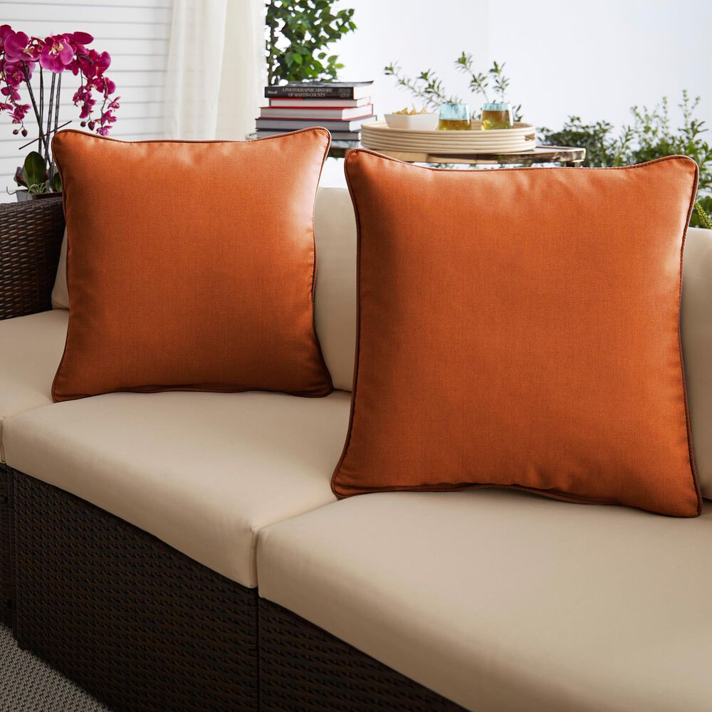 Sorra Home Sunbrella 18" Pillow in Canvas Rust (Set of 2), , large