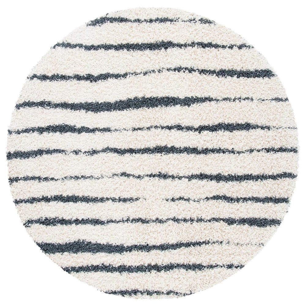 Safavieh Venus Shag VNS603B 8" Round Ivory and Dark Grey Area Rug, , large