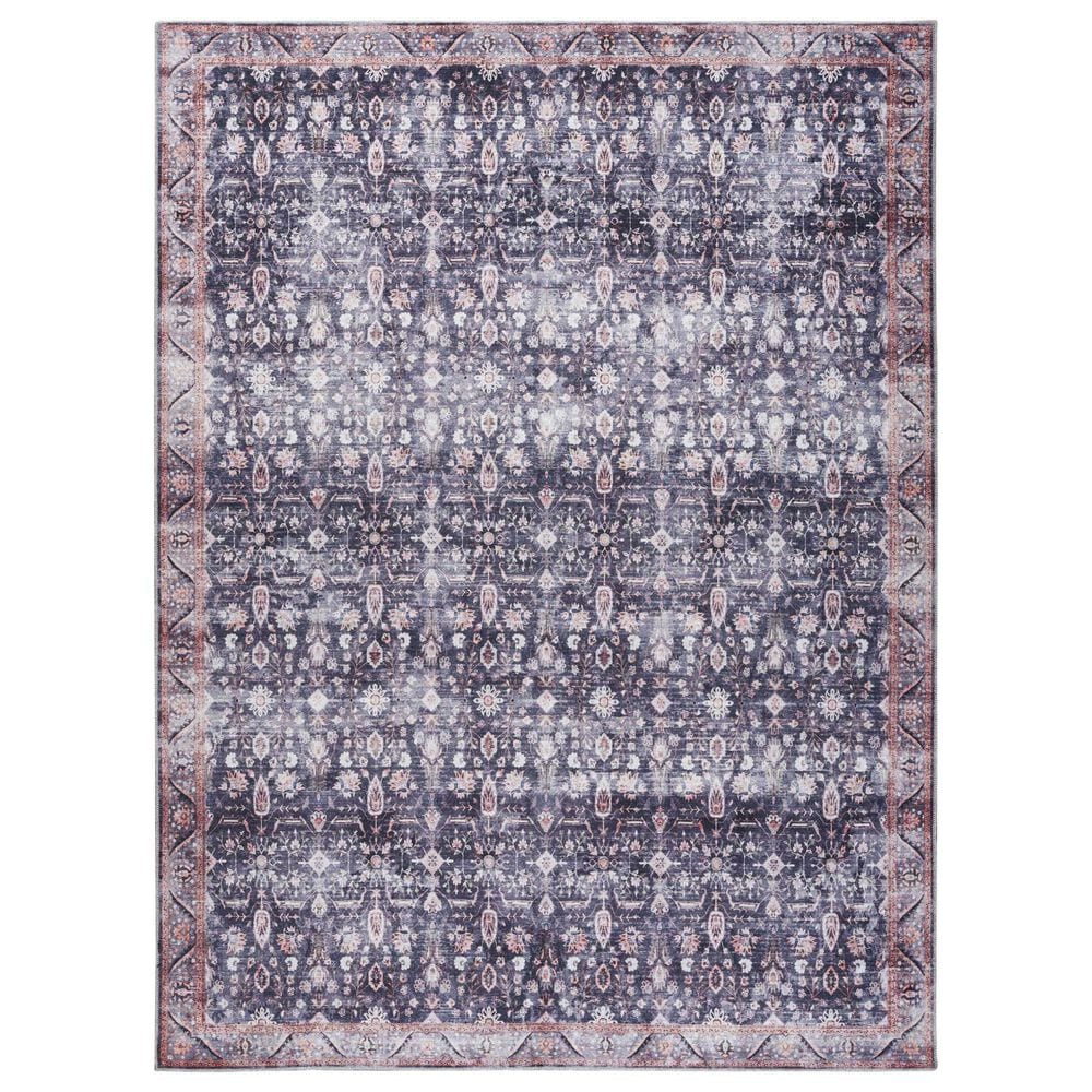 Nourison Grand Washables 7"10" x 9"10" Navy Ivory Area Rug, , large