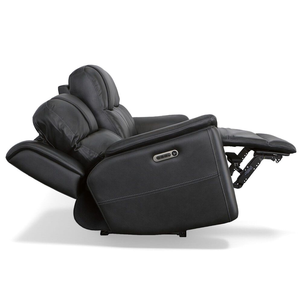 Flexsteel Crew 2-Piece Leather Power Reclining Living Room Set in Raven, , large