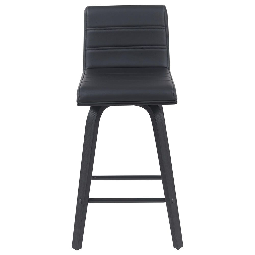 Armen Living Vienna Swivel Counter Height Stool with Black Upholstery in Black Brushed, , large