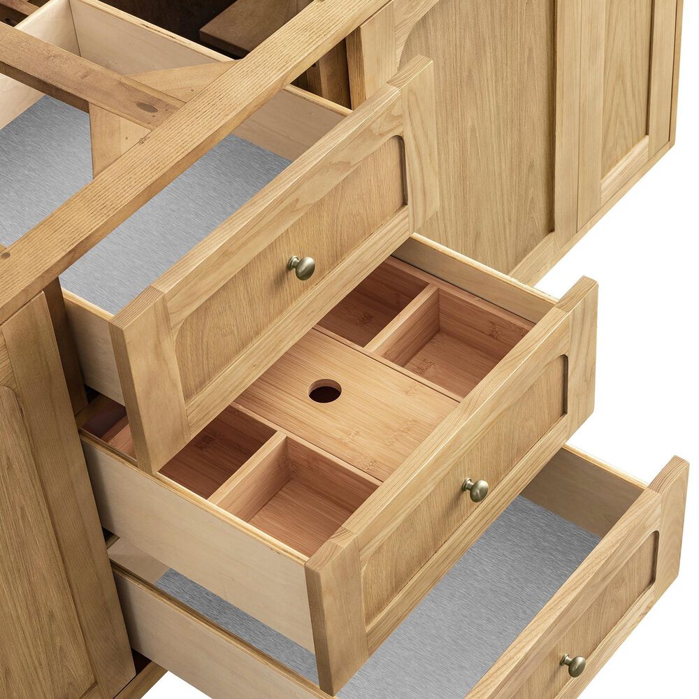 James Martin Vanities Laurent 72" Double Bathroom Vanity in Light Natural Oak with 3 cm Eternal Jasmine Pearl Silestone Top, Rectangular Sinks and FreePower Wireless Charger, , large