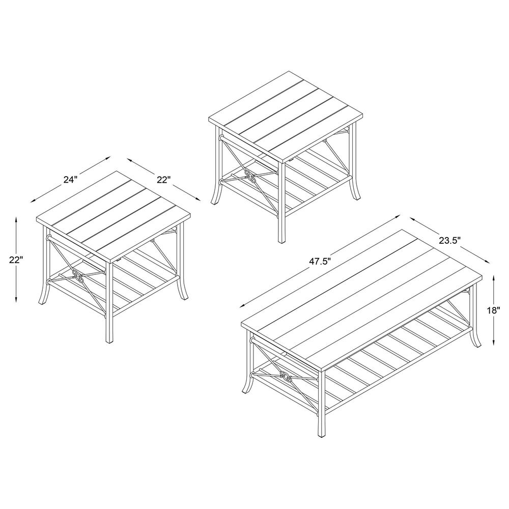 Linon Home Decor Harrison 3-Piece Occasional Table Set in Chestnut Brown and Dark Bronze, , large
