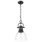 Golden Lighting Duncan 1-Light Small Pendant with Chain and Clear Shade in Matte Black, , large