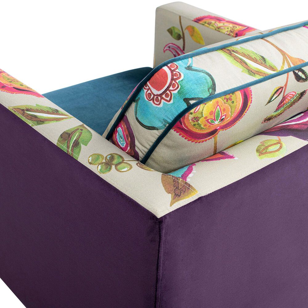 Jennifer Taylor Home Mamba Accent Chair in Satin Teal, Purple and Multicolor, , large