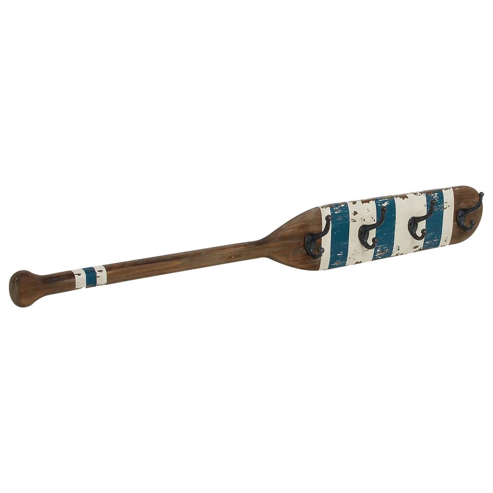 Maple and Jade 6" x 48" Coastal Wall Hook in Brown, Blue and White, , large