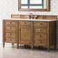 James Martin Vanities Brittany 60" Single Bathroom Vanity in Saddle Brown with 3 cm Eternal Marfil Quartz Top and Rectangular Sink, , large