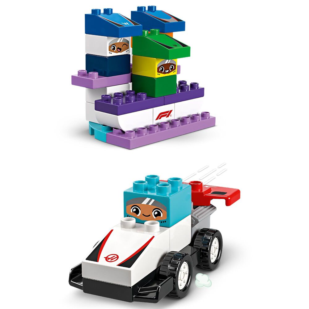 LEGO Duplo F1 Team Race Cars and Drivers Building Set in Multicolor, , large
