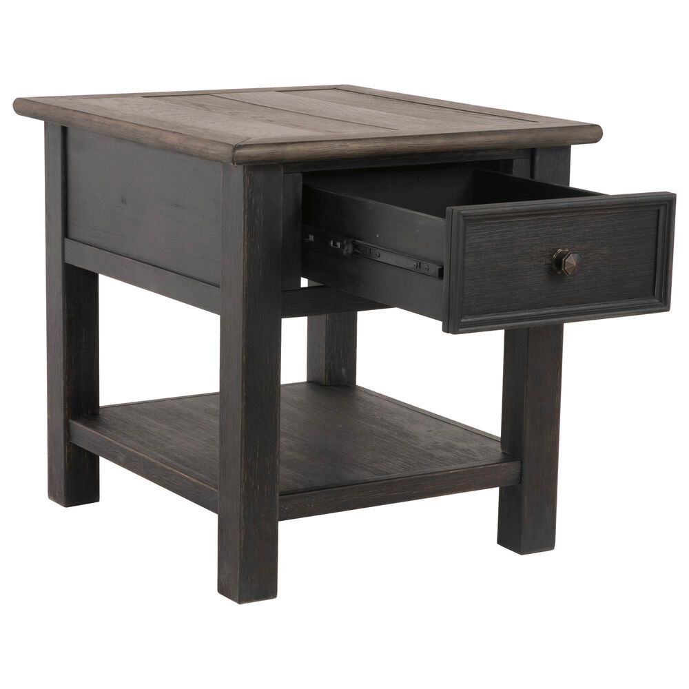 Ashley Tyler Creek Rectangular End Table in Grayish Brown/Black, , large