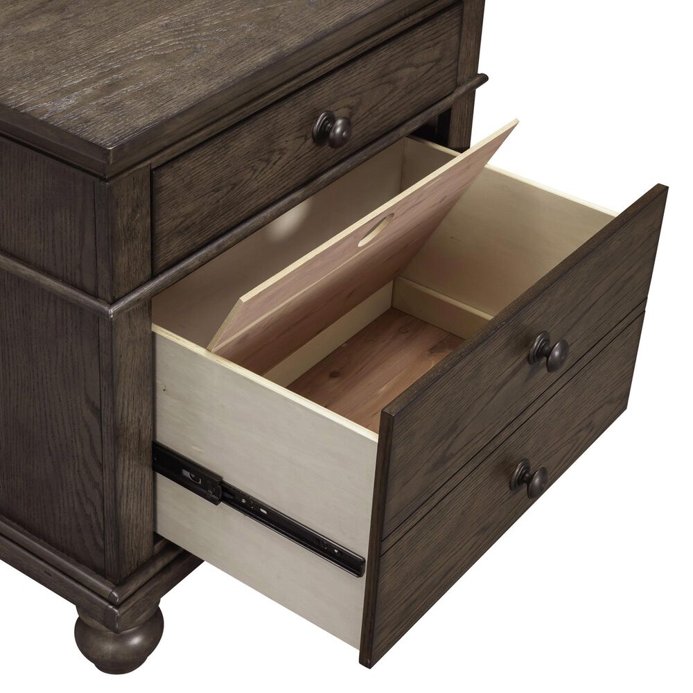 Riva Ridge Oxford California King Sleigh Bed with Two Nightstands in Cocoa with USB Ports, , large