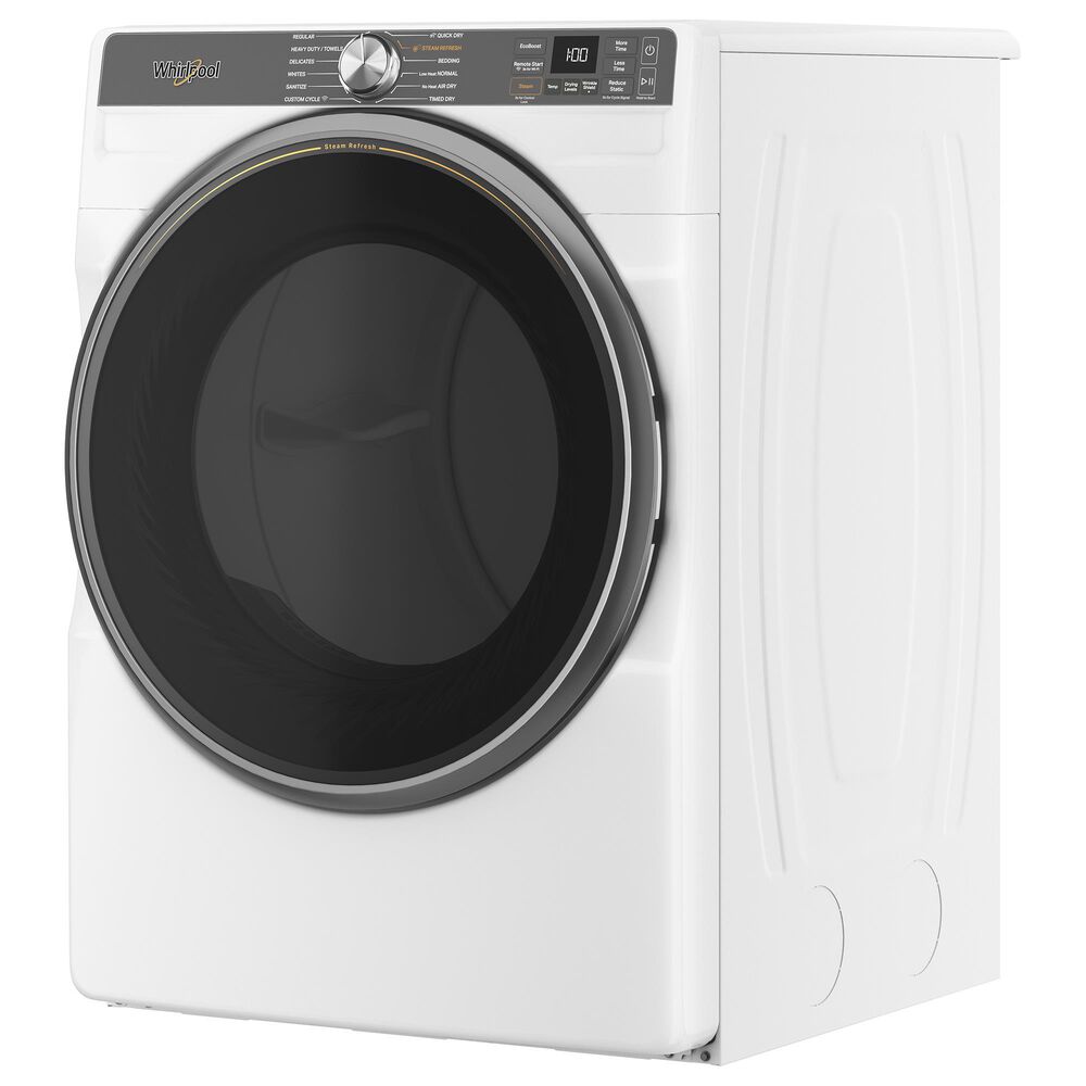 Whirlpool 7.4 Cu. Ft. Smart Front Load Gas Dryer with Steam Capabilities in White, , large