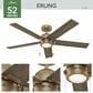Hunter-Douglas Erling 52" Ceiling Fan with LED Light in Burnished Brass, , large