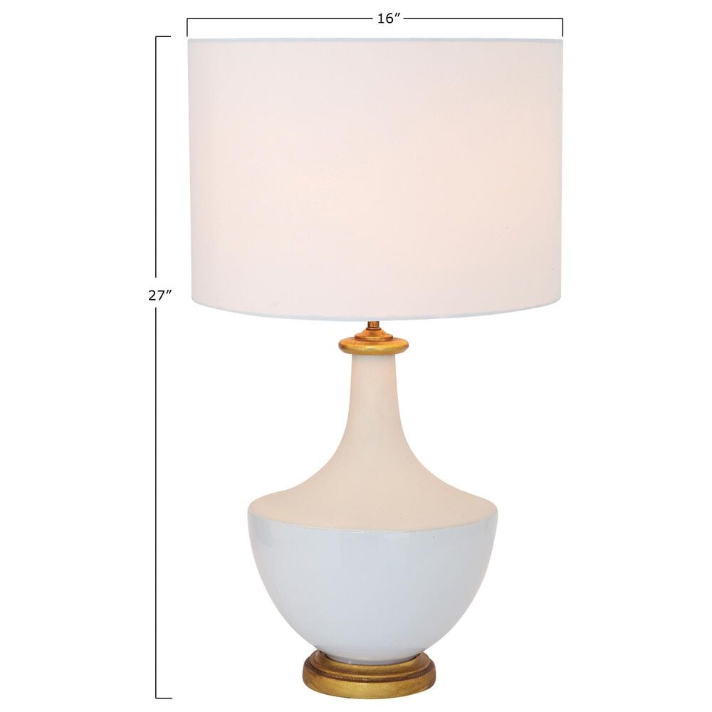 Creative Coop Arden Ceramic Table Lamp in Gold and Cream, , large