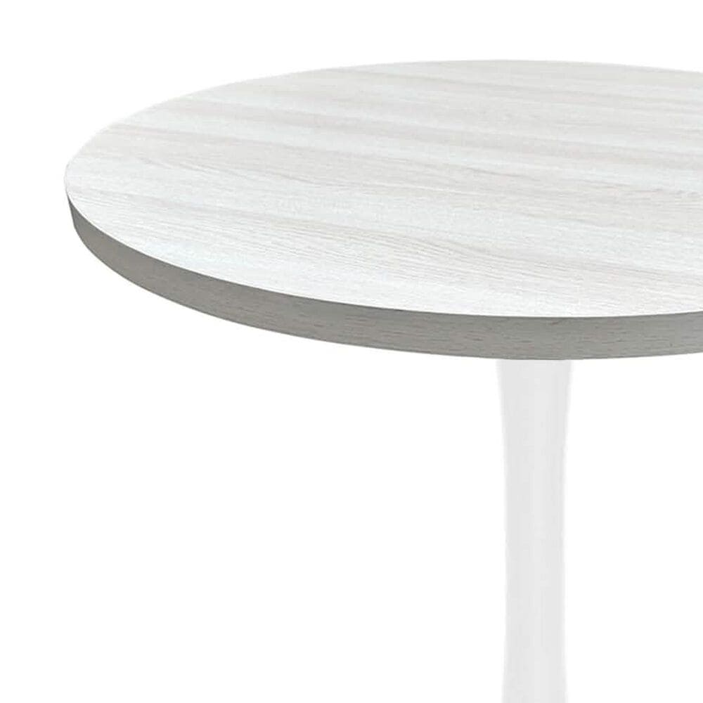 Leisuremod LeisureMod Bristol Dining table, White Base with 27 Round Light Natural MDF top, , large