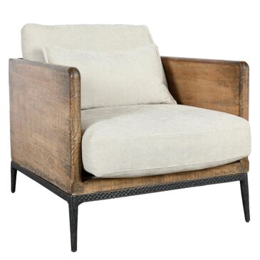 Classic Home Modern Farmhouse Renfro Chair in Ivory and Reclaimed Pine, , large