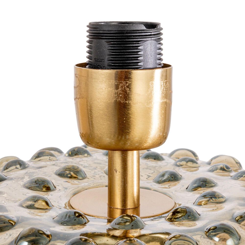 Creative Coop Glass Hobnail Table Lamp in Smoke and Brass, , large