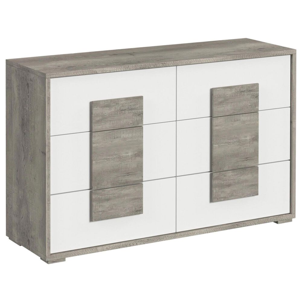 Mayberry Hill San Matteo 6-Drawer Dresser in White and Ash Grey, , large