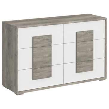Mayberry Hill San Matteo 6-Drawer Dresser in White and Ash Grey, , large