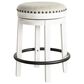 Ashley Valebeck Upholstered Swivel Counter Stool with Beige Cushion in White and Black, , large
