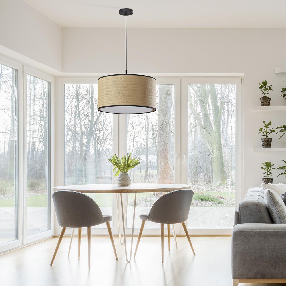 Adesso Harvest 1-Light Large Drum Pendant in Black, , large