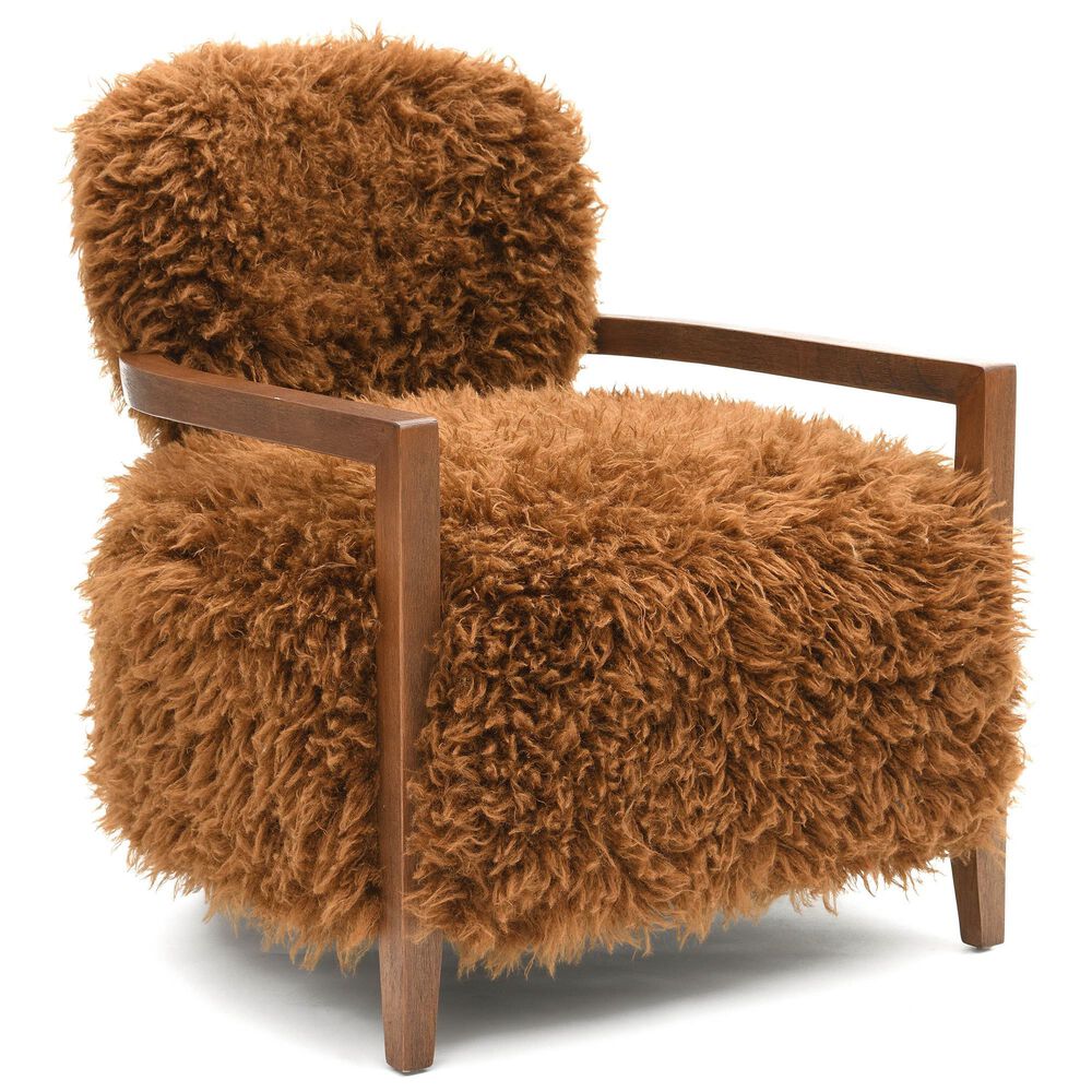 Furniture of America Lumir Long-Haired Accent Chair in Camel Brown, , large