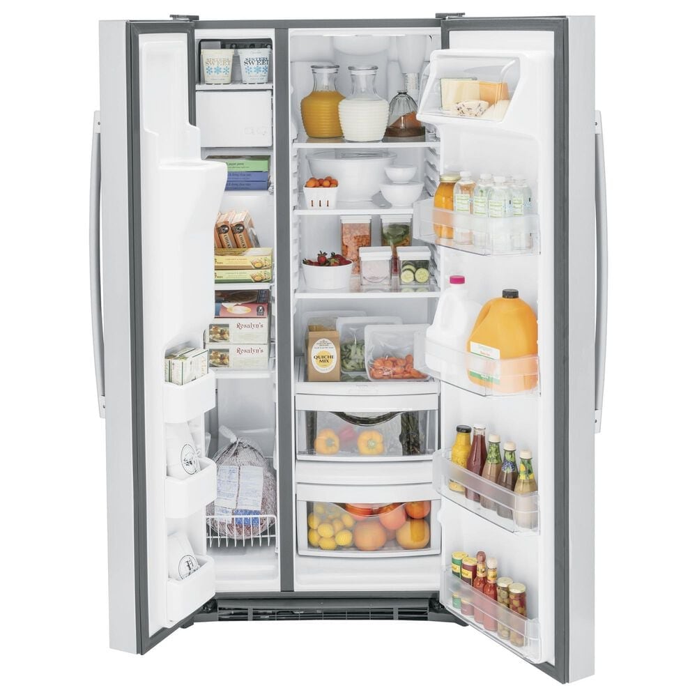 GE Appliances 23 Cu. Ft. Side by Side Refrigerator with External Dispenser in Fingerprint Resistant Stainless Steel, , large