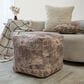 LR Home 18" Square Floral Pouf in Taupe, , large