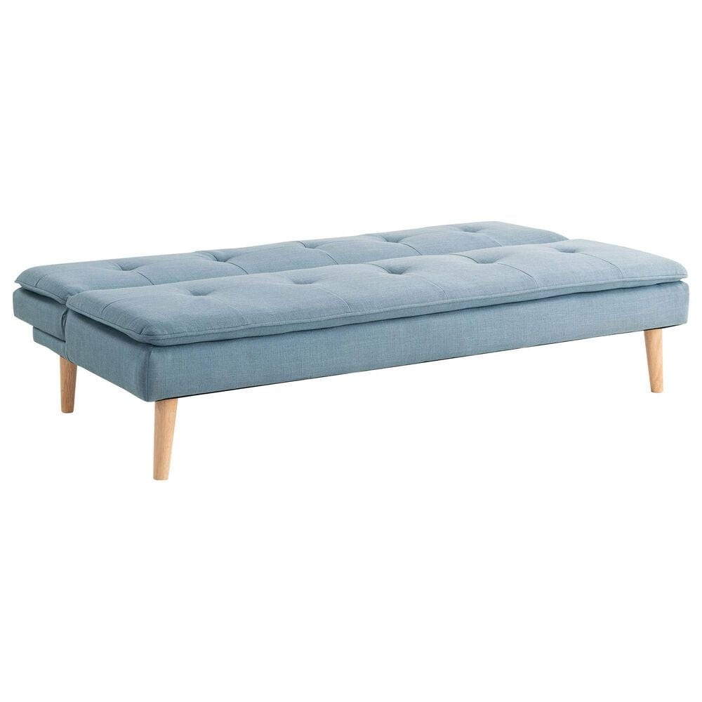 Lifestyle Solutions Tatum Convertible Sofa with Blue Cushion in Brown, , large