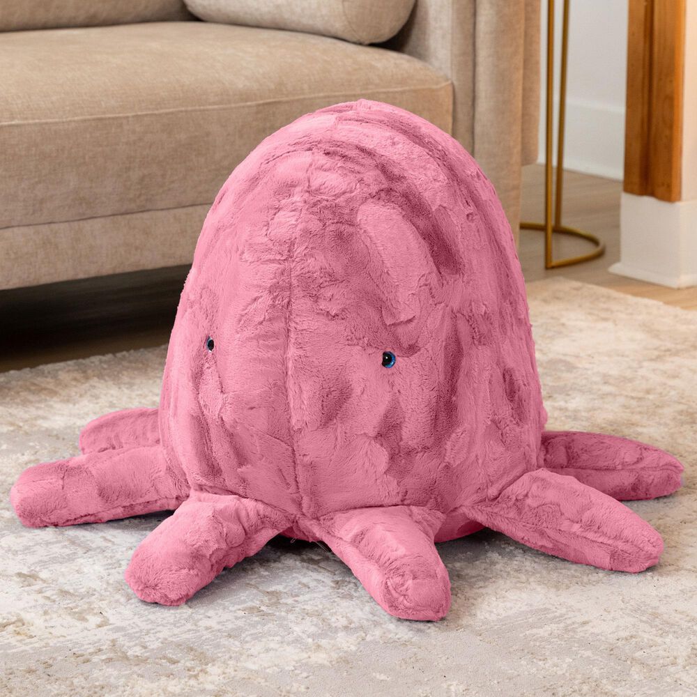 Jaxx Huggy The Octopus Sea Buddy Large Kids Stuffed Animal Bean Bag in Wild Rose, , large