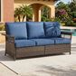 Sunwell Garden Patio Wicker Sofa in Navy, , large