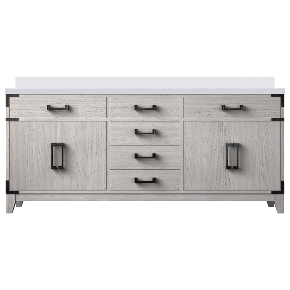 Lexora Home Laurel 72&quot; Double Bathroom Vanity in White Oak with White Quartz Top and Rectangular Sinks, , large
