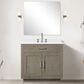Lexora Home Abbey 36" Single Bathroom Vanity in Black Oak with 2 cm White Quartz Top, Rectangular Sink and 34" Mirror, , large