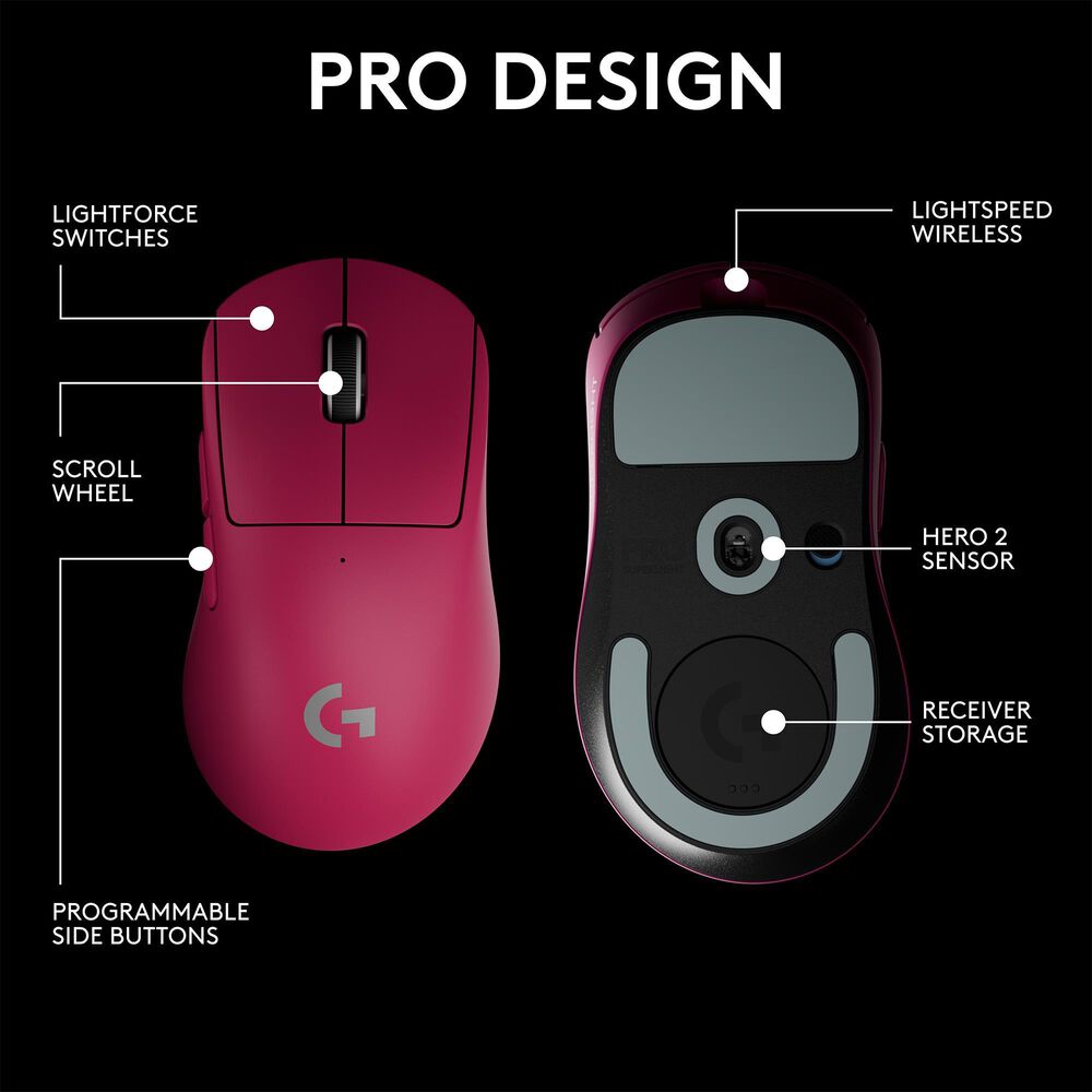 Logitech G PRO X SUPERLIGHT 2 DEX LIGHTSPEED Wireless Gaming Mouse - Magenta, , large