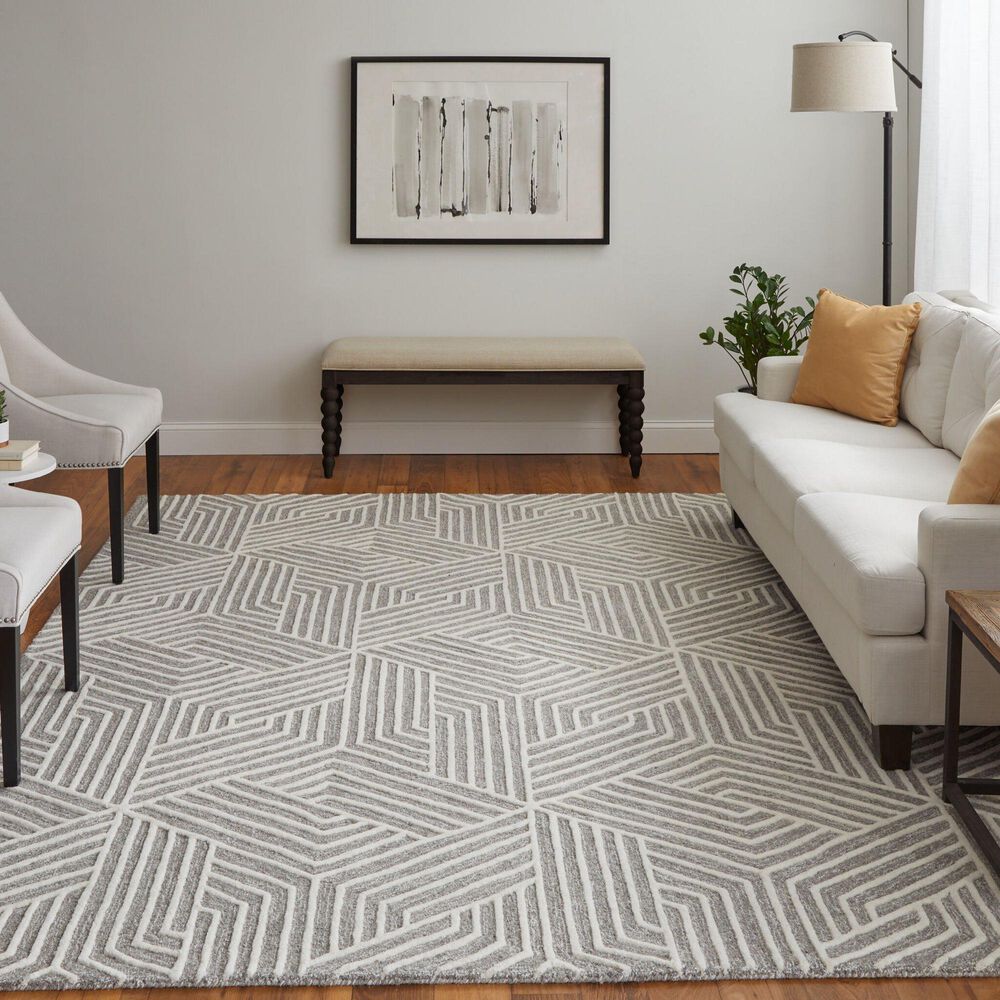 Feizy Lytton 12&#39; x 15&#39; Gray and Cream Area Rug, , large