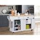 HOMLUX Kitchen Island with Rubber wood Countertop in White, , large