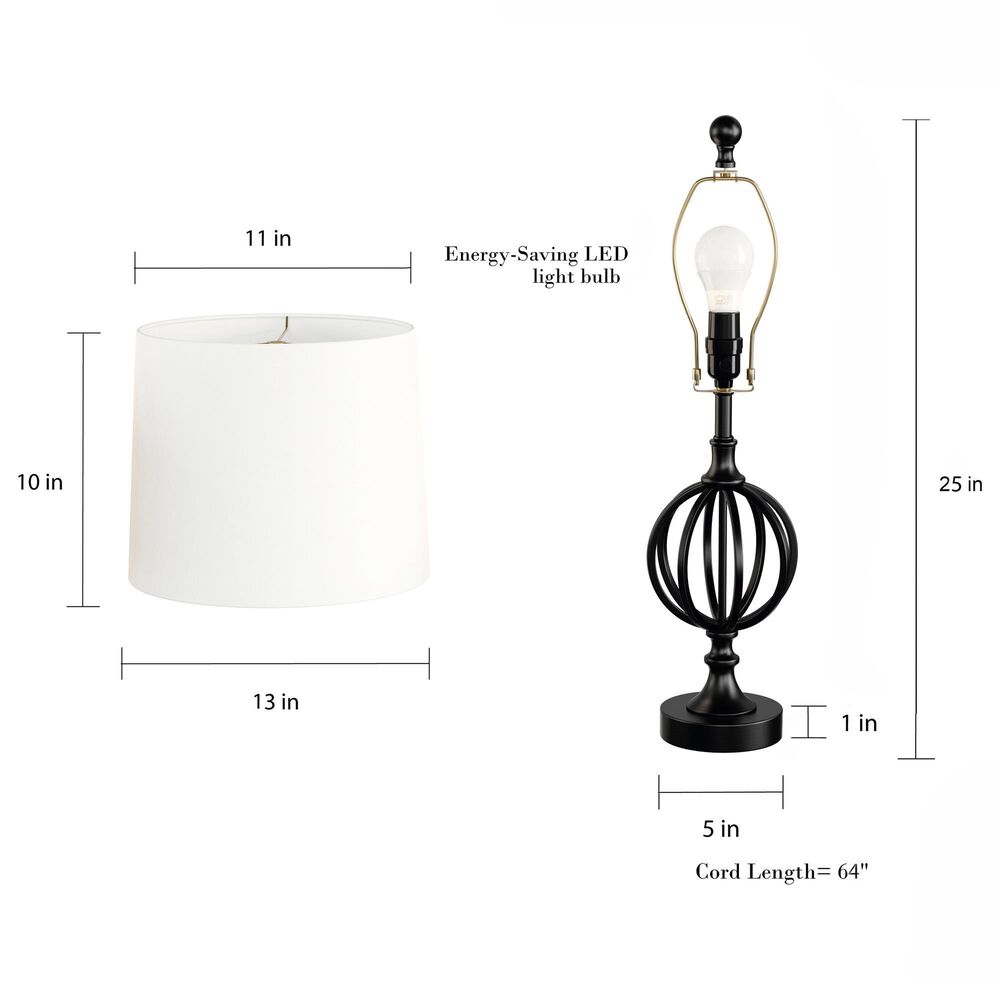 Timberlake Openwork Iron Orb Table Lamp in Matte Black (Set of 2), , large
