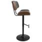 Lumisource Lombardi Swivel Adjustable Barstool with Grey Cushion in Black and Walnut, , large