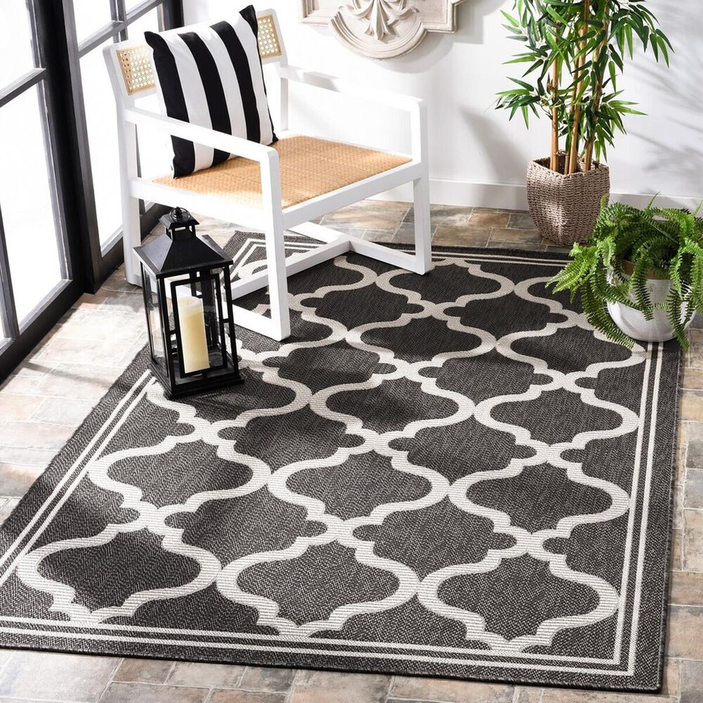 Safavieh Bermuda 8&#39; x 10&#39; Charcoal and Ivory Indoor/Outdoor Area Performance Rug, , large