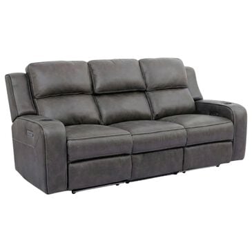 Oxford Furniture Power Reclining Sofa with Power Headrest and Drop Down Table in Cowboy Granite, , large