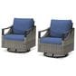 Sunwell Garden Patio Swivel Glider Chair with Gray Frame and Curved Cushion in Navy (Set of 2), , large