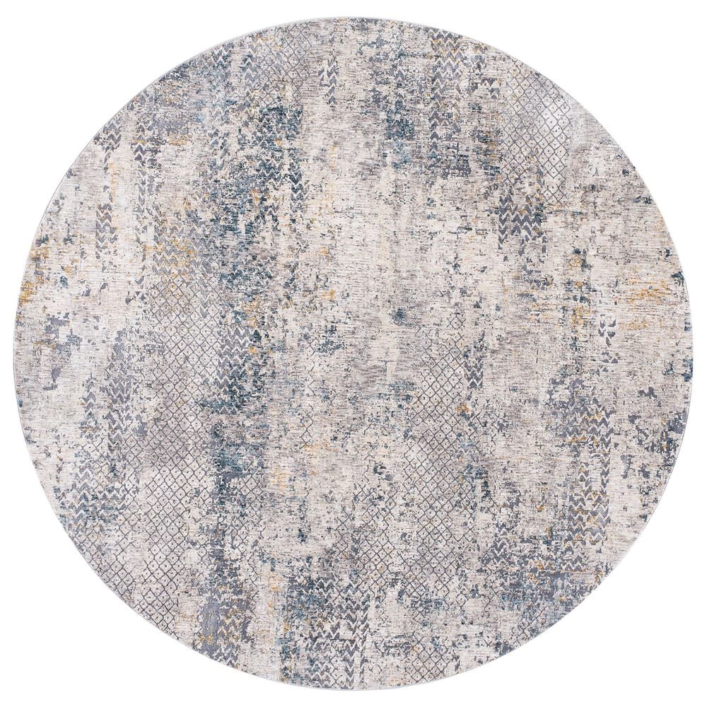 Surya Cardiff CDF-2302 Light Gray, Charcoal, Light Beige, Tan and Dark Blue 7&#39;10&quot; Round Area Rug, , large