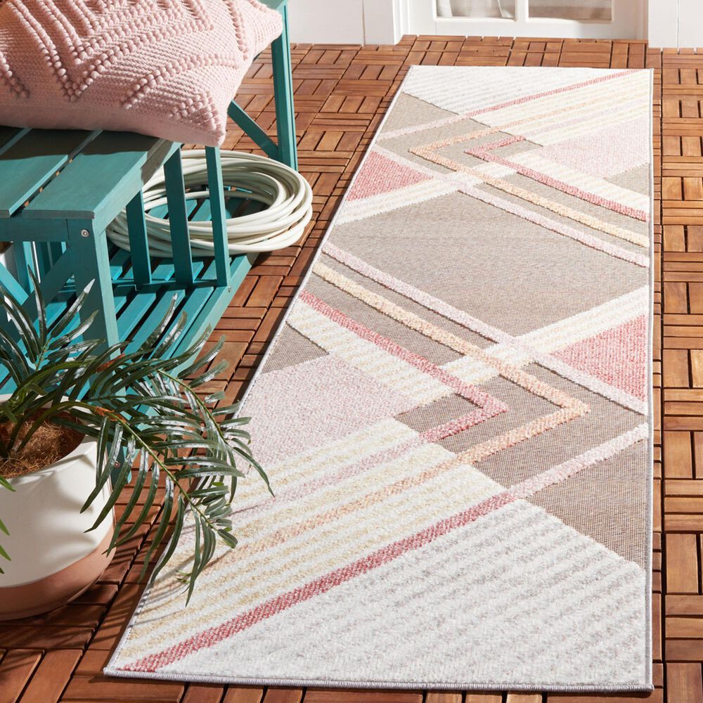 Safavieh Sarasota 2'3" x 9' Pink and Brown Indoor/Outdoor Runner, , large