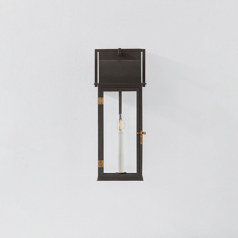Troy Lighting Bohen 8" 1-Light Exterior Wall Sconce in French Iron and Patina Brass, , large