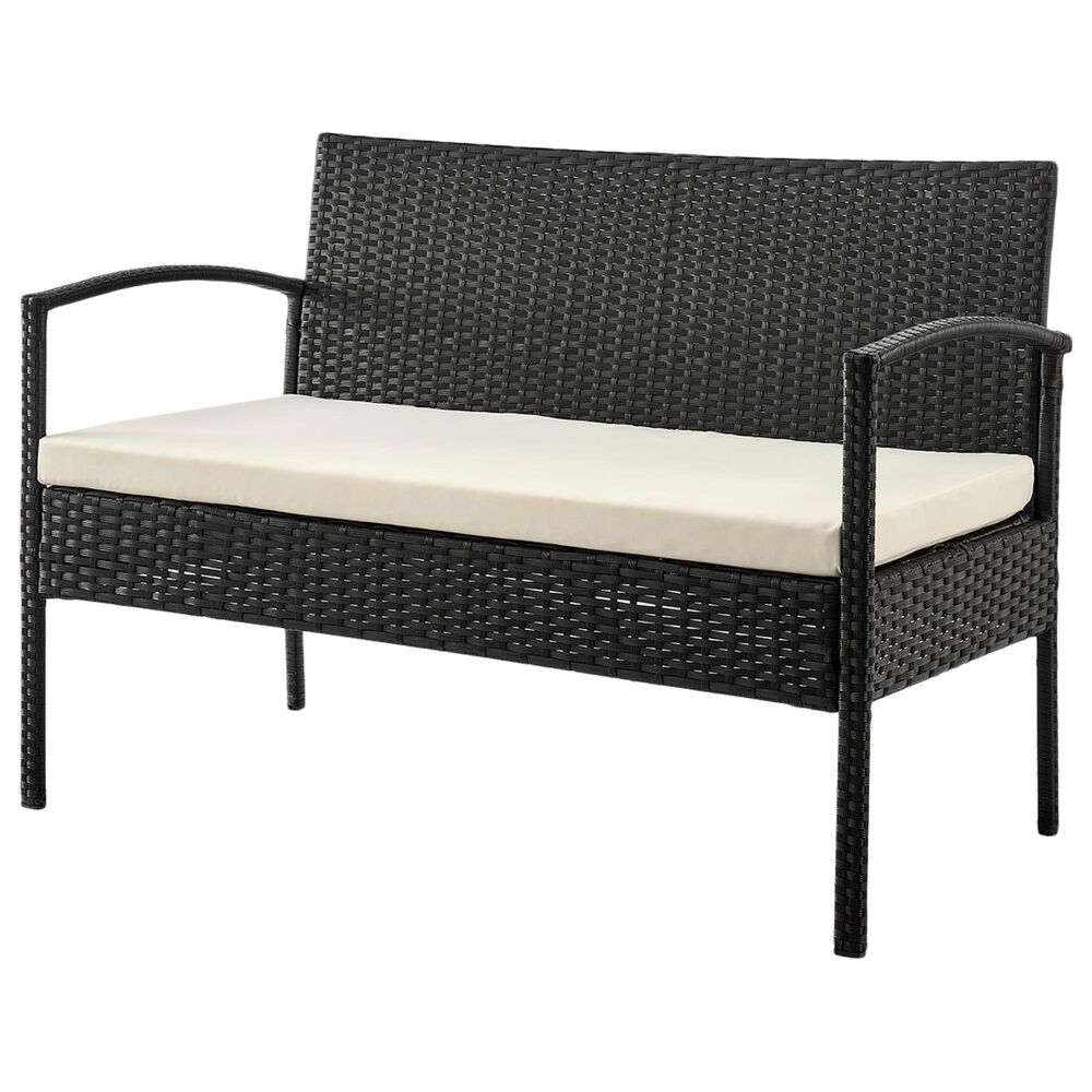 Dayton Noli 4-Piece Patio Conversation Set with Cream Cushion in Black, , large