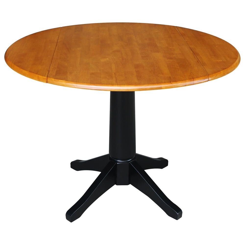 International Concepts 42" Modern Farmhouse Drop Leaf Dining Table in Black/Cherry, , large