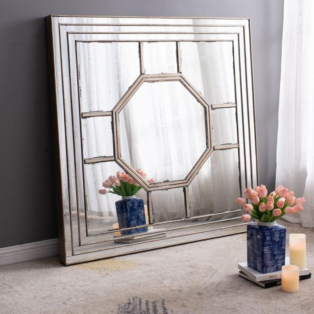 A&amp;B Home Irving Wall Mirror in Sliver and Weathered Gold, , large