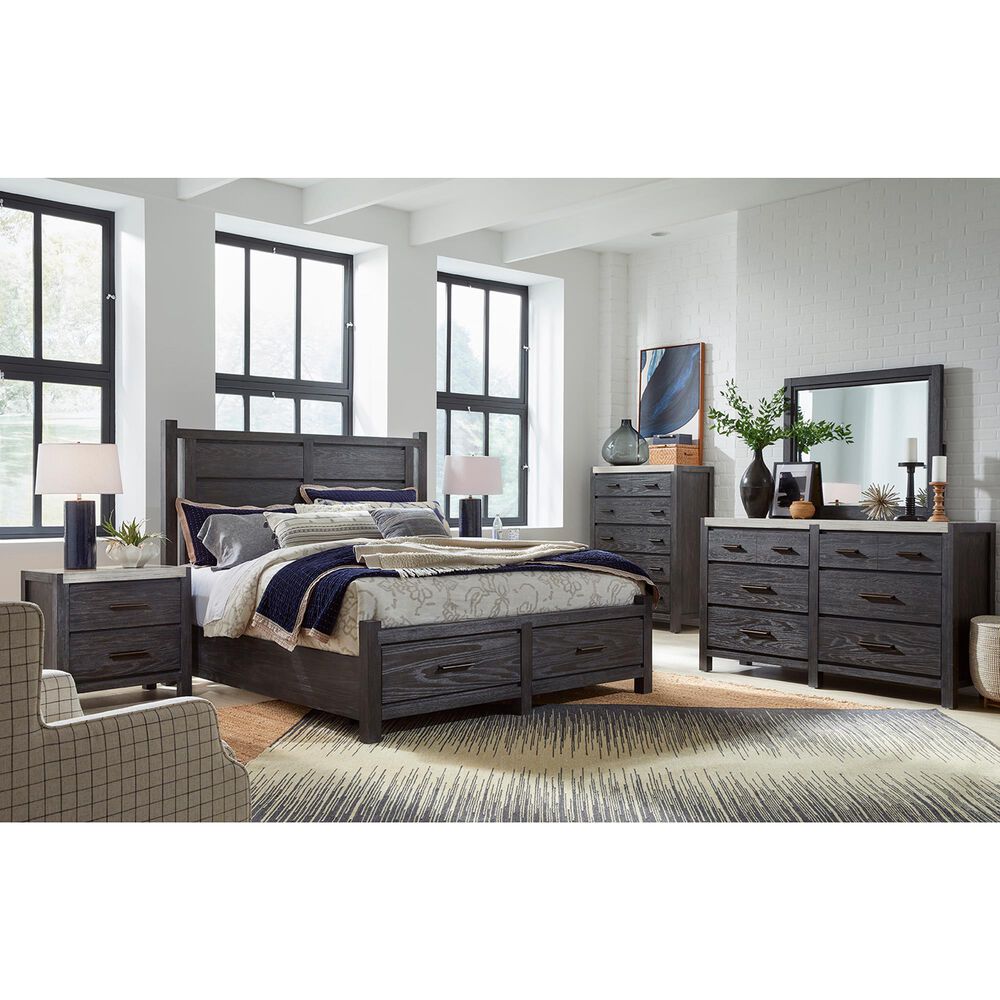 Nicolette Home Plum Creek 5 Piece King Storage Bedroom Set in Ravenwood Black, , large
